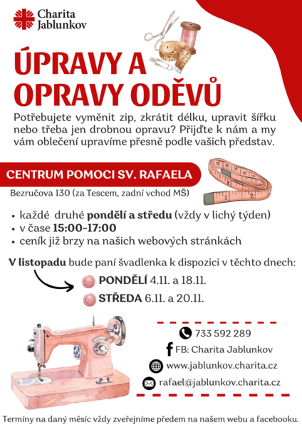 Úpravy a opravy oděvů v RAF