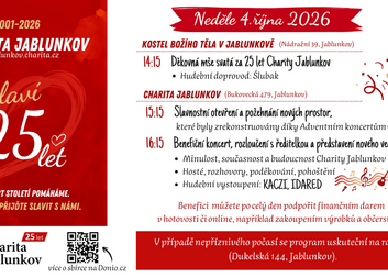 Oslava výročí 25 let Charity Jablunkov - přijďte slavit s námi!